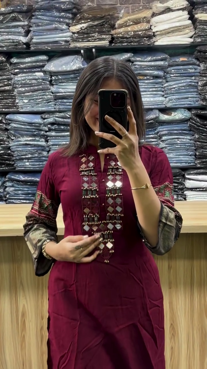 Elegant Wine Embroidered Traditional Kurta Palazzo Set π·β¨πΈ